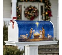 Couverture magnétique de boîte aux lettres de Noël pour décoration extérieure Motif étoile de Noël Bleu 53,3 x 64,9 cm