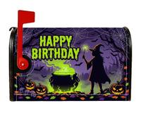 Couverture magnétique de boîte aux lettres de sorcière, motif chaudron effrayant citrouilles d'Halloween vert pour décoration de porte d'entrée, 45,7 x 53,3 cm
