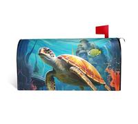 Couverture magnétique de boîte aux lettres décorative imperméable pour boîte aux lettres motif dauphins, tortue de mer, récif corallien, taille standard, 64,8 x 53,3 cm, pour décoration de jardin et
