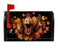 Couverture magnétique de boîte aux lettres Turquie - Feuilles festives ludiques et plumes - Couverture de boîte aux lettres pour Thanksgiving, décoration de jardin, terrasse, 45,7 x 53,3 cm, orange