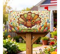 Couverture magnétique de boîte aux lettres Turquie pour décoration de jardin et de jardin - Motif feuilles festives de Thanksgiving - 53,3 x 64,9 cm - Marron