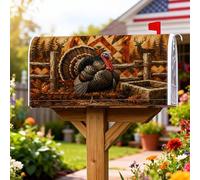 Couverture magnétique de boîte aux lettres Turquie pour Thanksgiving - Clôture de cerf rustique - Couverture de boîte aux lettres marron pour décoration de jardin extérieure - 53,3 x 64,9 cm