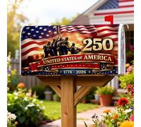 Couverture magnétique pour boîte aux lettres avec drapeau patriotique et historique, bannière du jour de l'indépendance, couverture de boîte aux lettres rouge pour décoration de cour avant, 53,3 x