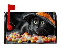 Couverture magnétique pour boîte aux lettres avec motif de chat, chapeau de sorcière pour Halloween, décoration extérieure, cour, 53,3 x 64,9 cm, noir