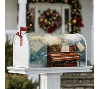 Couverture magnétique pour boîte aux lettres avec piano, couronne de partitions de Noël, décoration de jardin, 45,7 x 53,3 cm, marron
