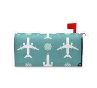 Couverture magnétique pour boîte aux lettres de Noël, motif chinois, avion floral, bleu sarcelle, 45,7 x 52,6 cm