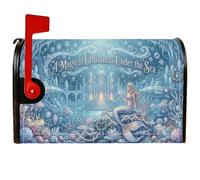 Couverture magnétique pour boîte aux lettres de Noël sous l'eau Motif | Scène de palais sous-marine, couvercle de boîte aux lettres, thème côtier d'hiver, éléments aquatiques festifs