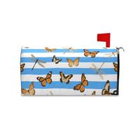Couverture magnétique pour boîte aux lettres de Saint-Valentin et de Noël Motif papillon et libellule Bleu/blanc 52,8 x 64,5 cm