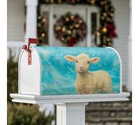 Couverture magnétique pour boîte aux lettres en agneau, fond bleu fantaisie, à pois blancs, couverture décorative pour décoration extérieure 45,7 x 53,3 cm