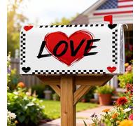 Couverture magnétique pour boîte aux lettres en forme de cœur, motif damier festif et ludique, pour Saint-Valentin, décoration de jardin, terrasse, 45,7 x 53,3 cm, rouge