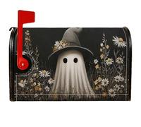 Couverture magnétique pour boîte aux lettres fantôme, chapeau de sorcière fantaisie, marguerites, protection pour boîte aux lettres pour décoration extérieure de cour, 45,7 x 53,3 cm