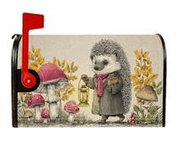 Couverture magnétique pour boîte aux lettres hérisson, lanterne champignon rustique fantaisie, tonalité de terre, protection pour boîte aux lettres pour décoration de porte d'entrée, 45,7 x 53,3 cm