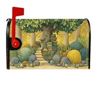 Couverture magnétique pour boîte aux lettres motif arbre - Livres rustiques fantaisistes - Chemin de printemps - Vert - Décoration de maison et de jardin - 53,3 x 64,9 cm