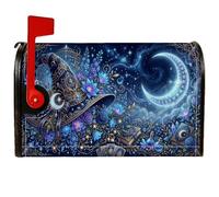 Couverture magnétique pour boîte aux lettres Motif chapeau de sorcière | Motif lune céleste, couverture de boîte aux lettres, livres de sorts mystiques, accents floraux fantaisie