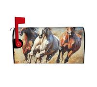 Couverture magnétique pour boîte aux lettres - Motif chevaux - Motif artistique - Étanche - Décoration de la maison