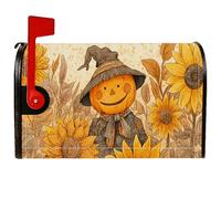 Couverture magnétique pour boîte aux lettres motif épouvantail, chapeau de tournesol rustique d'automne jaune pour décoration de porte d'entrée, 53,3 x 64,9 cm