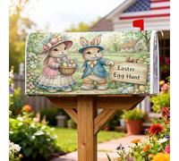 Couverture magnétique pour boîte aux lettres motif lapin, œufs de Pâques fantaisie, décoration de porche avant, 45,7 x 53,3 cm