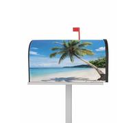Couverture magnétique pour boîte aux Lettres Motif Palmier de Plage Taille Standard 53,3 x 64,8 cm Été Océan Ciel Bleu Île Tropicale Décoratif Boîte aux Lettres Enveloppe pour Jardin Cour Maison Déco