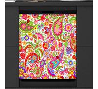 Couverture magnétique pour lave-vaisselle Motif cachemire floral coloré 58,4 x 66 cm