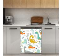 Couverture magnétique pour lave-vaisselle, motif dinosaure coloré, arbre tropical, décoration de porte, 58,4 x 66 cm