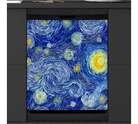 Couverture magnétique pour lave-vaisselle Starry Night - Décoration de cuisine - Style peinture à l'huile - Pour lave-vaisselle, réfrigérateur - 58,4 x 66 cm