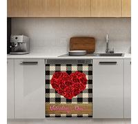 Couverture magnétique romantique en forme de cœur pour lave-vaisselle, décoration de porte, 58,4 x 66 cm