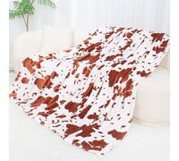 Couverture marron pour lit jumeau, literie légère et confortable en peluche pour chambre à coucher, salon, canapé - Imprimé vache