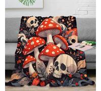 Couverture microfibre champignon crâne art déco canapé | 50x60inchtoucher doux microfibre chaleur légère plaid lit canapé design automne imprimé audacieux textile maison cadeau
