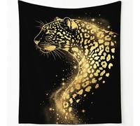 Couverture Microfibre de imprimée Décor réaliste, 180x220 cm | Plaid Doux Polaire Douce Chaude et Confortable portrait de léopard,jaune doré Chaude et Confortable Couverture pour Cadeaux
