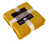 Couverture Microfibre Flanelle Couverture câlin Couverture jeté de lit 150x200 cm Jaune Moutarde