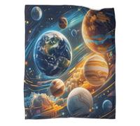 Couverture microfibre planètes impression 3D toucher doux déco maison | 80×90inchsensation moelleuse chaleur légère canapé lit cadeau design imprimé couleurs vives accent chambre entretien