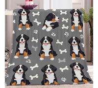 Couverture Mignon Bouvier Bernois Couverture de Flanelle 150 x 200 cm, Noir Blanc Douce Et Chaude Plaid Jeté Canapé Flanelle Impression Numérique 3D Flannel Blanket