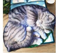 Couverture mignon chat imprimé grande taille pondérée couverture canapé jeter couverture enfant literie adulte - Type 1 - 120x170cm