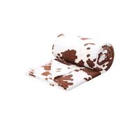 - Couverture mignonne à imprimé vache pour canapé, 150*200cm Marron
