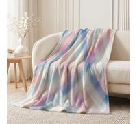 Couverture Minimaliste Esthétique, Plaid Chaud 150x200cm | Carreaux Rayures Dégradé, Plaid Chaud - Couverture en Flanelle Douce pour Canapé, lit et salon