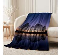 Couverture Minimaliste Nature, Plaid Chaud 150x200cm | Arbres Surface de l'Eau Coucher de Soleil, Plaid Chaud - Couverture en Flanelle Douce pour Canapé, lit et salon