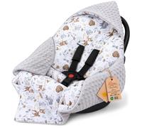 Couverture Minky poussette bébé printemps-automne capuche 90×90 cm | Couverture nouveau-né siège auto plaid douce cadeau de naissance layette transport nourrisson Cerf gris clair