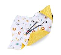 Couverture Minky poussette bébé toute l'année capuche 90×90 cm | Couverture nouveau-né siège auto plaid douce cadeau de naissance layette transport nourrisson Caramel safari