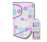 Couverture Miracle Emmaillotage Unisexe pour Nouveau-né Garçon ou Fille Bébé 0-3 Mois, Éclats Colorés avec Bordure Violette