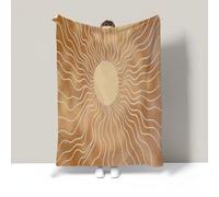 Couverture Moderne Abstrait Agréable, Couverture Jaune Flanelle Douce et Chaude, Couvertures Lignes Blanches Circulaires Légère Toutes Saisons, pour Lit Canapé Chambre Voiture Avion 220x240 cm