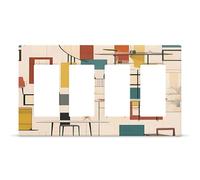 Couverture moderne du milieu du siècle, plaque murale décorative exquise et durable en polycarbonate de qualité supérieure, coque frontale en thermoplastique à 4 interrupteurs