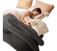 Couverture moelleuse double couche AC - Kuscheldecke douce pour canapé et lit, terrasse chaude et confortable pour l'hiver, couverture en peluche pour canapé, salon et Kuschel Decken AC (gris foncé