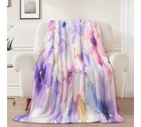 Couverture Motif Aquarelle Rêveuse Florale - Couleur Claire Douce et moelleuse Plaids pour Lit Canapé Salon Bureau Camping, 180 x 200 cm Hiver Chaude Couvertures pour Adultes et Enfants Filles