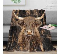 Couverture Motif Taureau Impression 3D Microfibre décoration Maison Plaid imprimé Bison pour Adulte canapé lit 50x60(127x152cm)