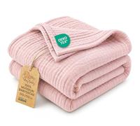 Couverture mousseline bébé coton 100 x 150 cm - Plaid gaze câlin lange muslin drap enfant fin tissu d’emmaillotage couette légère nourrisson linge de lit pour petit Certificat Oeko-Tex Poudre Rose