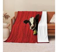 Couverture Mur en Bois de Veau - Douillette, Chaude, Moelleuse - en Flanelle Douce - Décoration de Thèmes Amusants avec Impression numérique HD - Jolie Couverture pour canapé, lit - Rouge