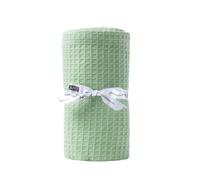 HOMESCAPES Couverture en Coton Bio - Vert Clair, Plaid nid d’Abeille 90 x 110 cm