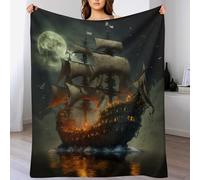 Couverture Navire Pirate - Couverture Polaire - Couverture De Canapé en Peluche Flannel Douce Et Moelleuse - Décoration pour Lit, Canapé, Canapé,(130×180cm)