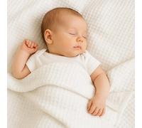 Couverture nid d'abeilles en coton bio blanc TU