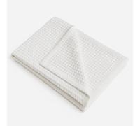 Couverture nid d'abeilles en coton bio blanc TU